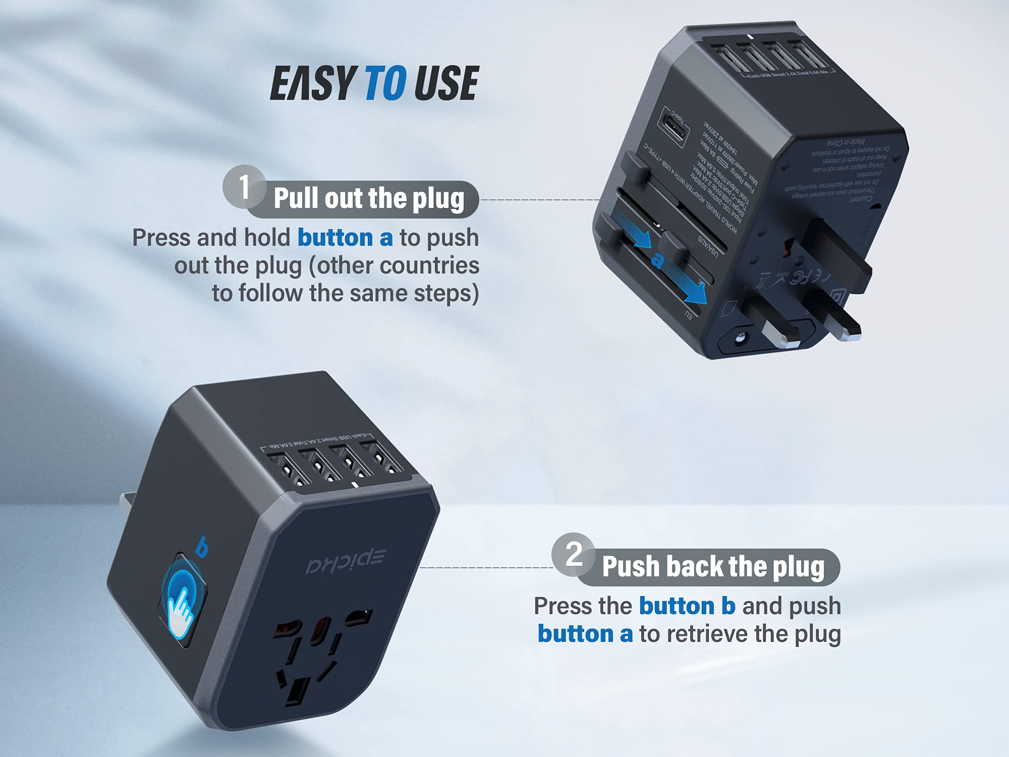 EPICKA Universal Travel Adapter One International Wall Charger AC Plug