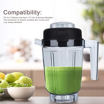 Blender Container, Transparent Food Blender Container with Blade Lid Replacement Accessories, Blender Parts Fit for Vitamix Container 32oz, Fit for C Series Blender, for G-Series Blender