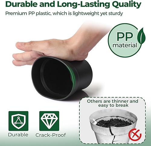 Miniatura 28 de T4U Macetas de 18 unidades, maceta de 5 pulgadas con platillo y orificio de drenaje, macetas de plástico duraderas, macetas pequeñas para plantas