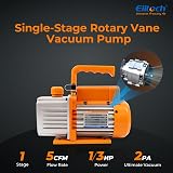Elitech Bomba de vacío HVAC 2L/S 1/3HP – Bomba de vacío con paletas giratorias Monotage para refrigeración, mantenimiento de aire acondicionado para automóviles compatible R32 R134a R410a, sin aceite - 2