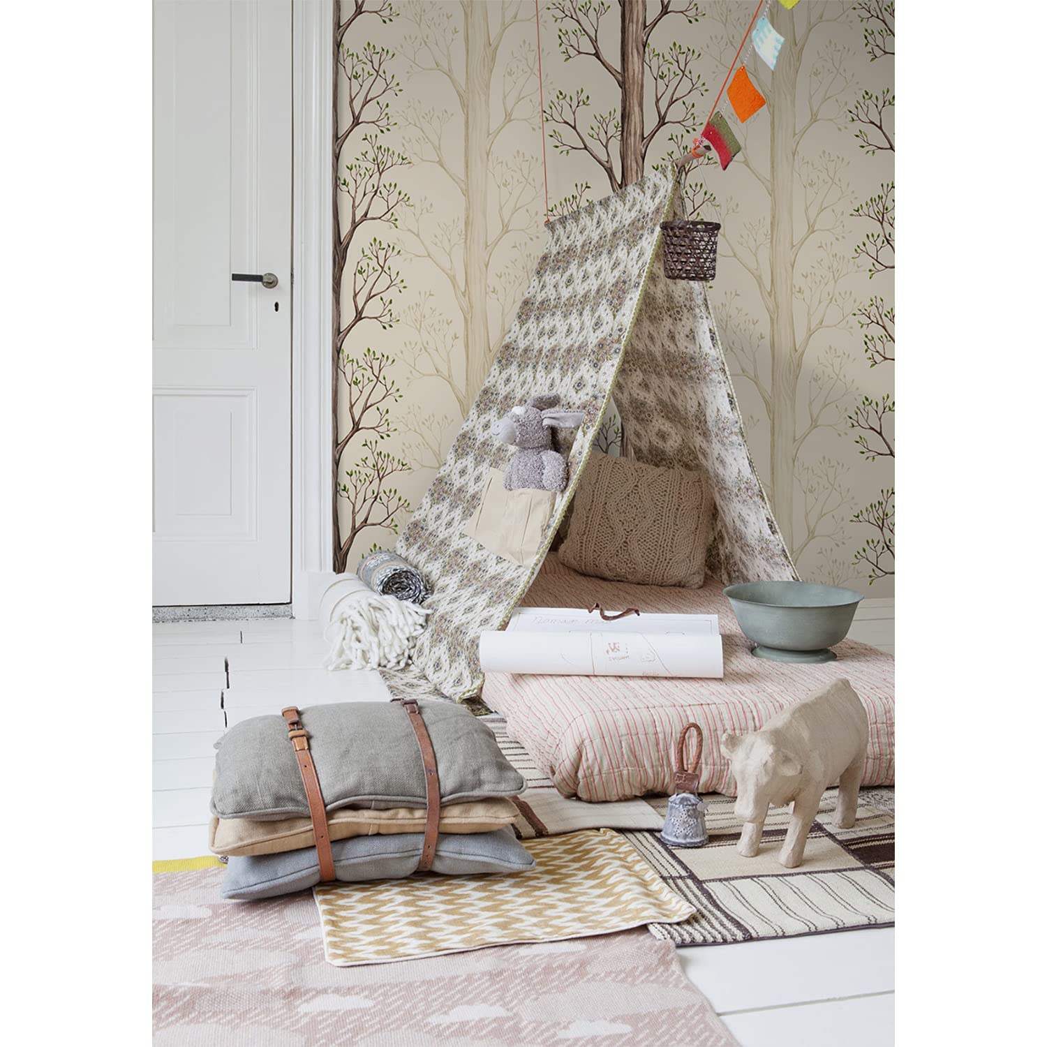 Papier peint intissé latex Coloray décoration murale grand format forêt bouleaux