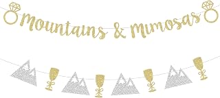 Sursurprise Mountain Bachelorette Party Decorations, Gold Mountains & Mimosas Banner Garland, Cabin Camping Glamping Bridal Shower Engagement Wedding Supplies