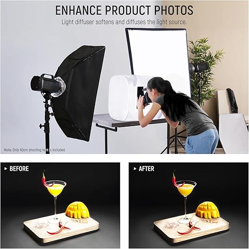 Miniatura 5 de NEEWER STL-40 - Tienda de campaña fotográfica de 16 pulgadas, nailon mejorado sin arrugas, suaviza y difusa mejorada, caja de fotos plegable con 4