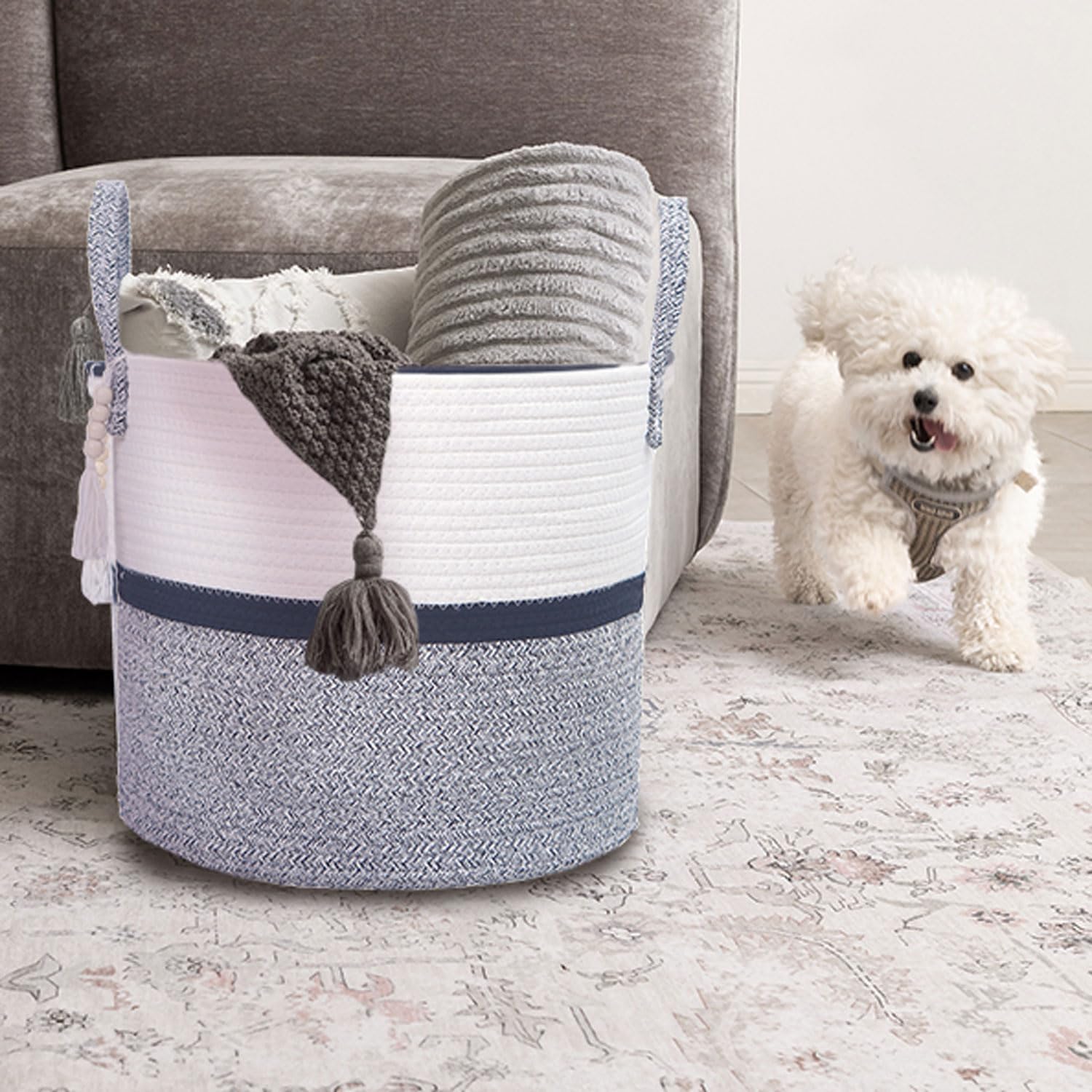 laundry hamper with Handle,Nursery Hamper in Baby Nursery&Bathroom, Living Room for Toys, Clothes and Blanket (Black, 55L)