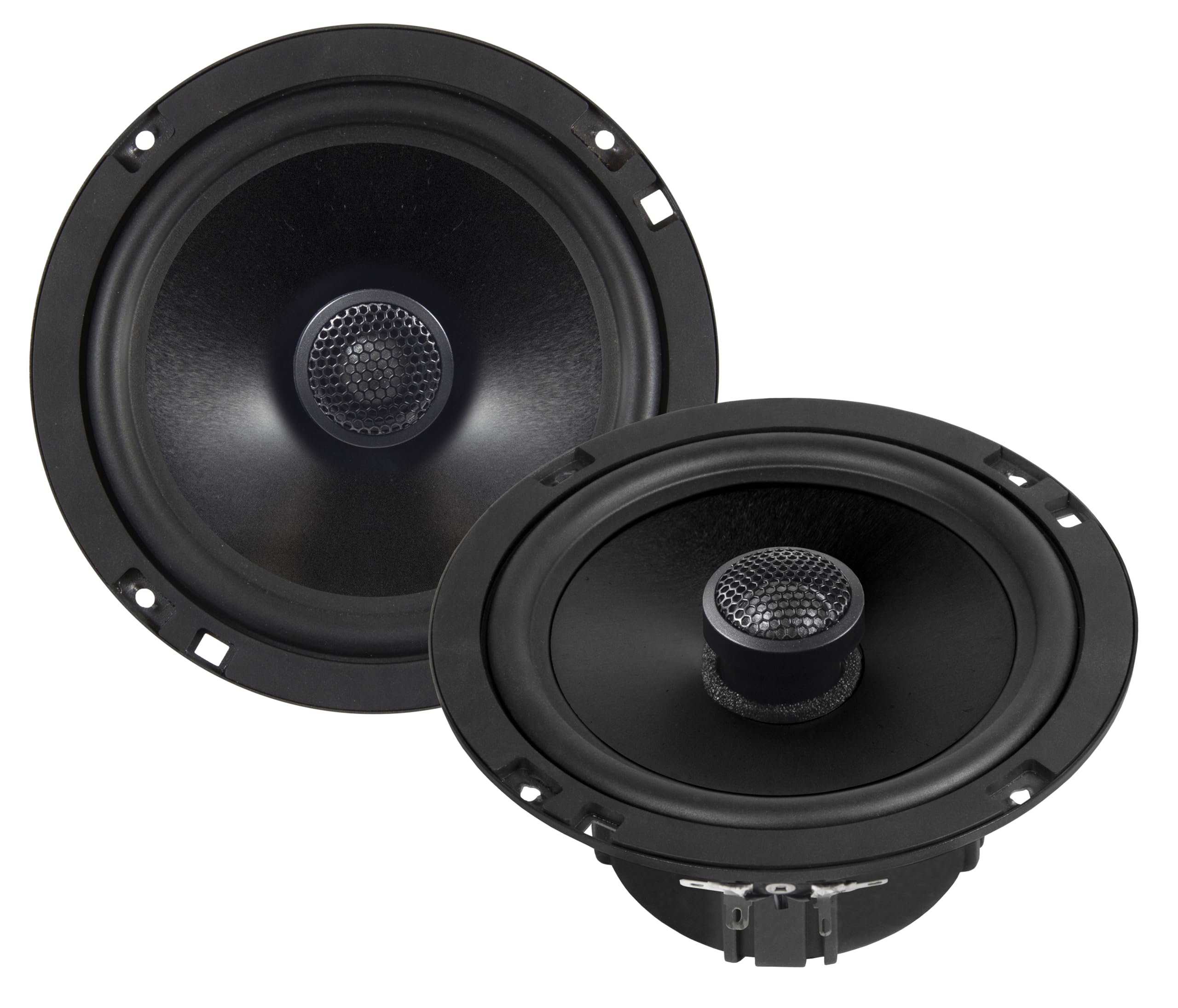 MUSWAY ML62 - Sistema coaxial de 2 vías de 16,5 cm, altavoz empotrable para coche con tweeter de tejido de 20 mm y membrana de aluminio para un sonido impresionante