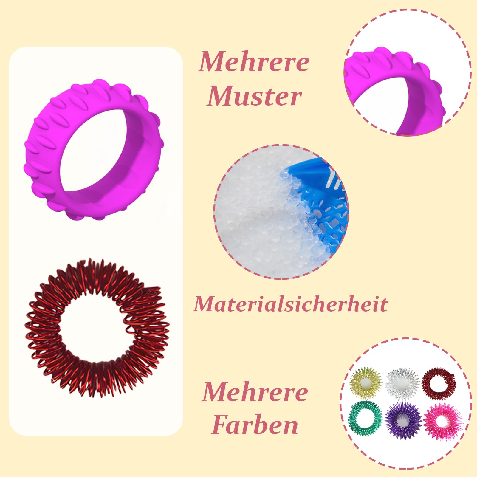 12 Stück Fidget Ringe Anti-Stress - Sensory Spielzeug Für Kinder & Erwachsene