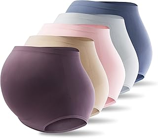 Mama Cotton Women's Over Bump Maternity Underwear High Waist Seamless Pregnancy Briefs Panties Multi-Pack