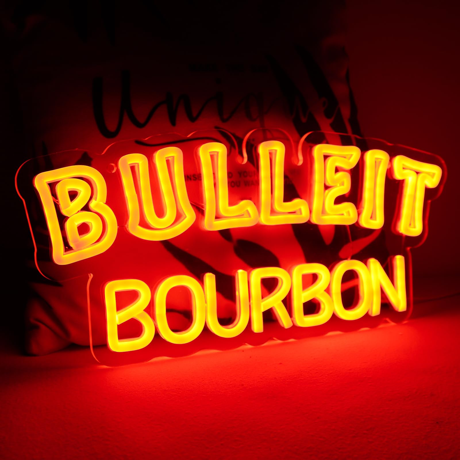 WonderfulLife Bourbon Whiskey Neon Sign for Bar Pub man Cave or Party,Bright Led Light Suitable for Garage Decor or Business Display,5V USB Powered Easy Hanging.