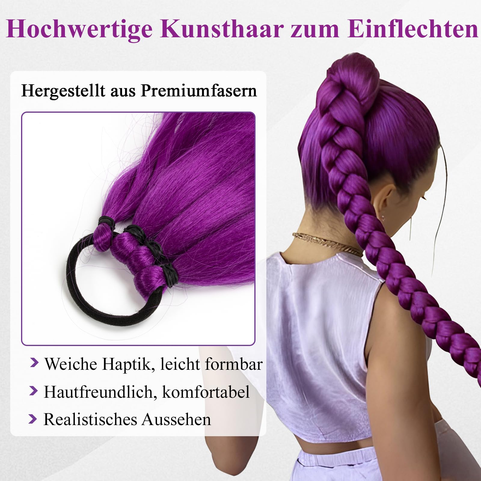 80 CM Perruque Violette Enfant, Deguisement Perruque Kpop, 31.5 Pouce Perruque Femme Costume Pour Cosplay Costumes de jeu de Rôle pour les Fêtes - 3