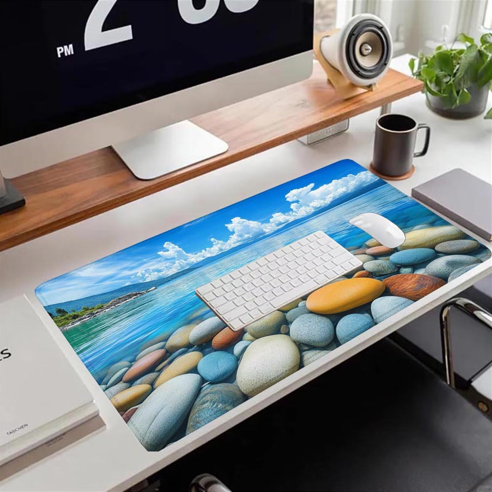 Gamingowa podkładka pod mysz 1200 x 600 x 3 mm, XXL, wodoszczelna, odporna na ścieranie, z przyszytymi krawędziami, niebieska, podkładka na biurko, poprawia prędkość i precyzję, pod laptopa, komputer