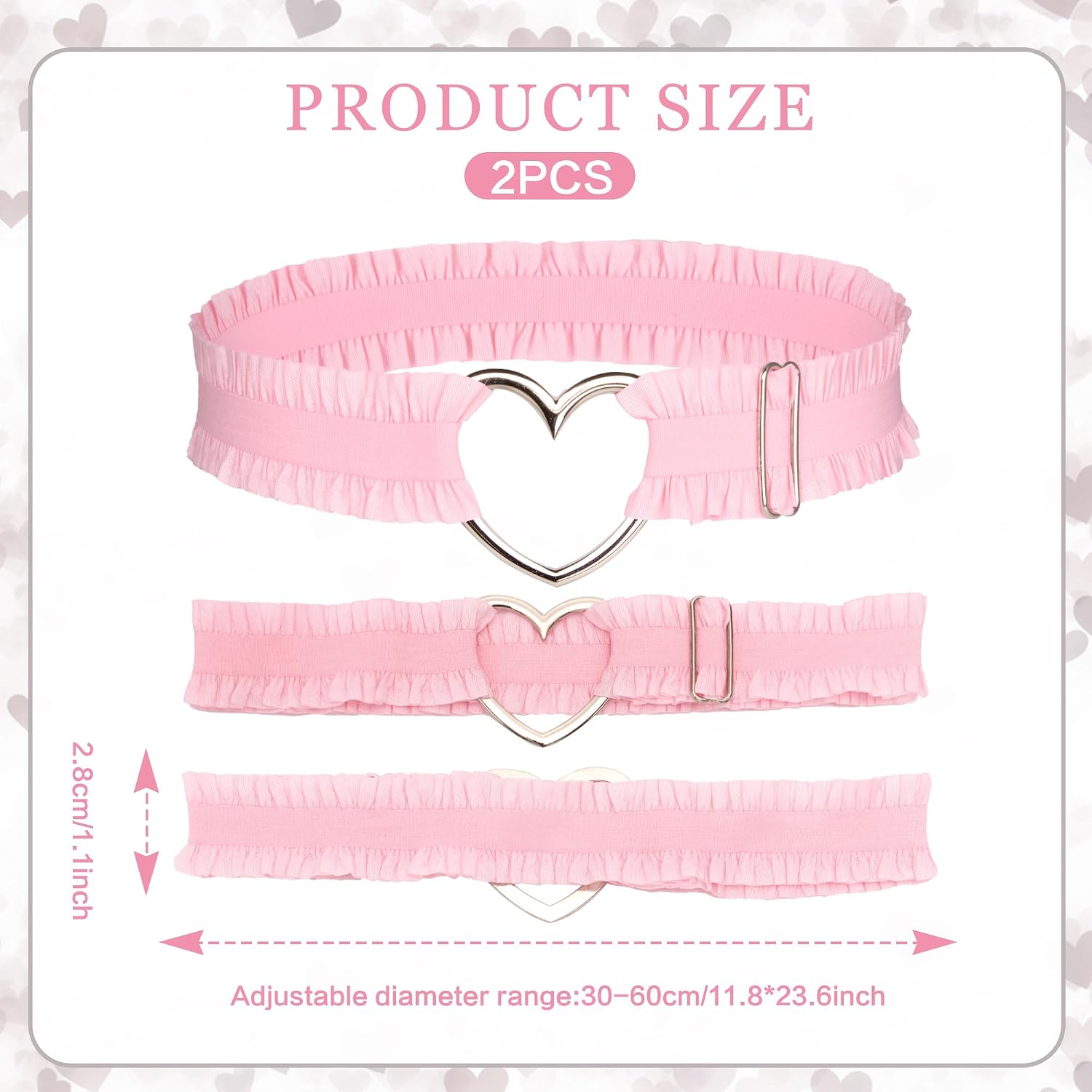 2pcs thigh garter，adjustable heart lace thigh garte，Elastic Leg Garter Belts for Women