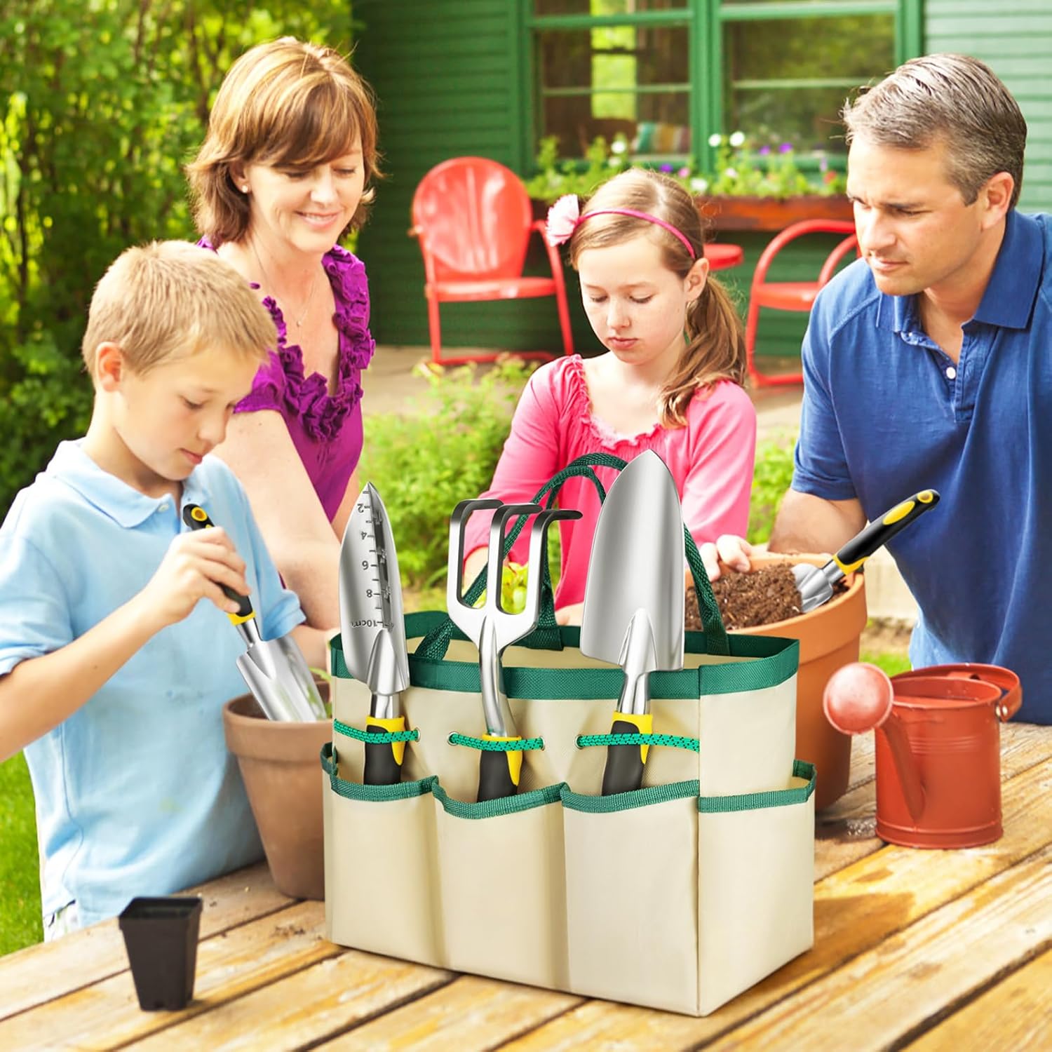 FrutPunch Garden Tools, Ergonomic Gardening Tools, Gardening Hand Tools Aluminum Alloy Material, 7-piece an Ideal Gardening Gift for Women, Men and Parents, Yellow