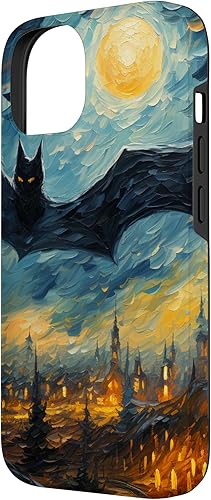 Miniatura 5 de Funda para iPhone 13 Pro Max Halloween espeluznante murciélago negro noche estrellada Van Gogh
