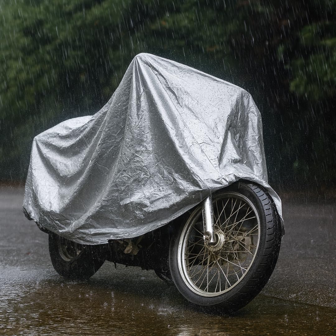 PARENCE.- Funda Impermeable para Moto y Bicicleta 205x125 cm – Protección Exterior e Interior Resistente a los Rayos UV, al Polvo y a la Intemperie – Funda Ligera de Aluminio con Cierre