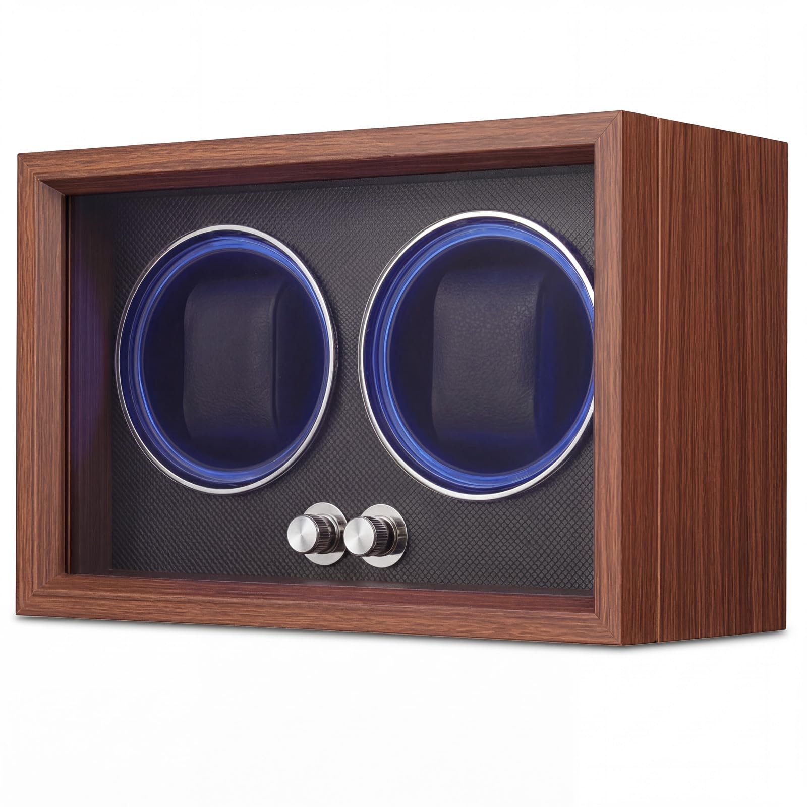 Uhrenbeweger für Automatikuhren, Dual Uhrenbeweger Box, 4-Rotationsmodus Einstellung, mit leisem Motor und Blaue LEDs