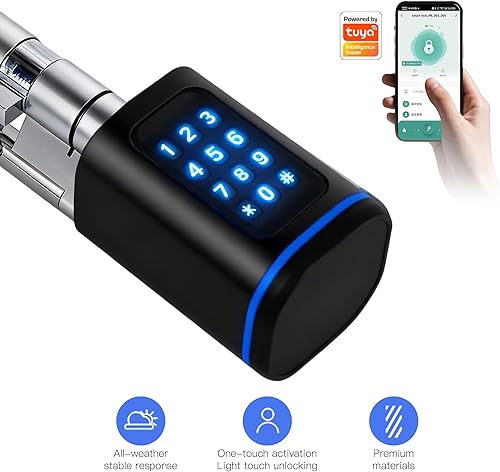 Miniatura 2 de Cerradura de puerta inteligente, cerradura de cilindro inteligente de puerta europea, cerraduras electrónicas aplicables a puerta de seguridad de