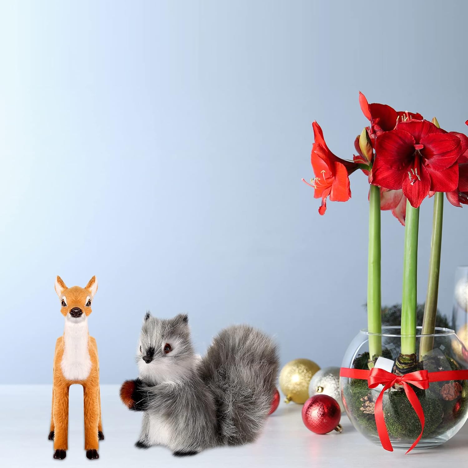 Sratte 12 Pcs Christmas Animal Ornament Furry Owl Fox Hanging Cute Animal Decoration for Christmas Tree for Christmas Holiday Party Garden Home Decoration - Image 5