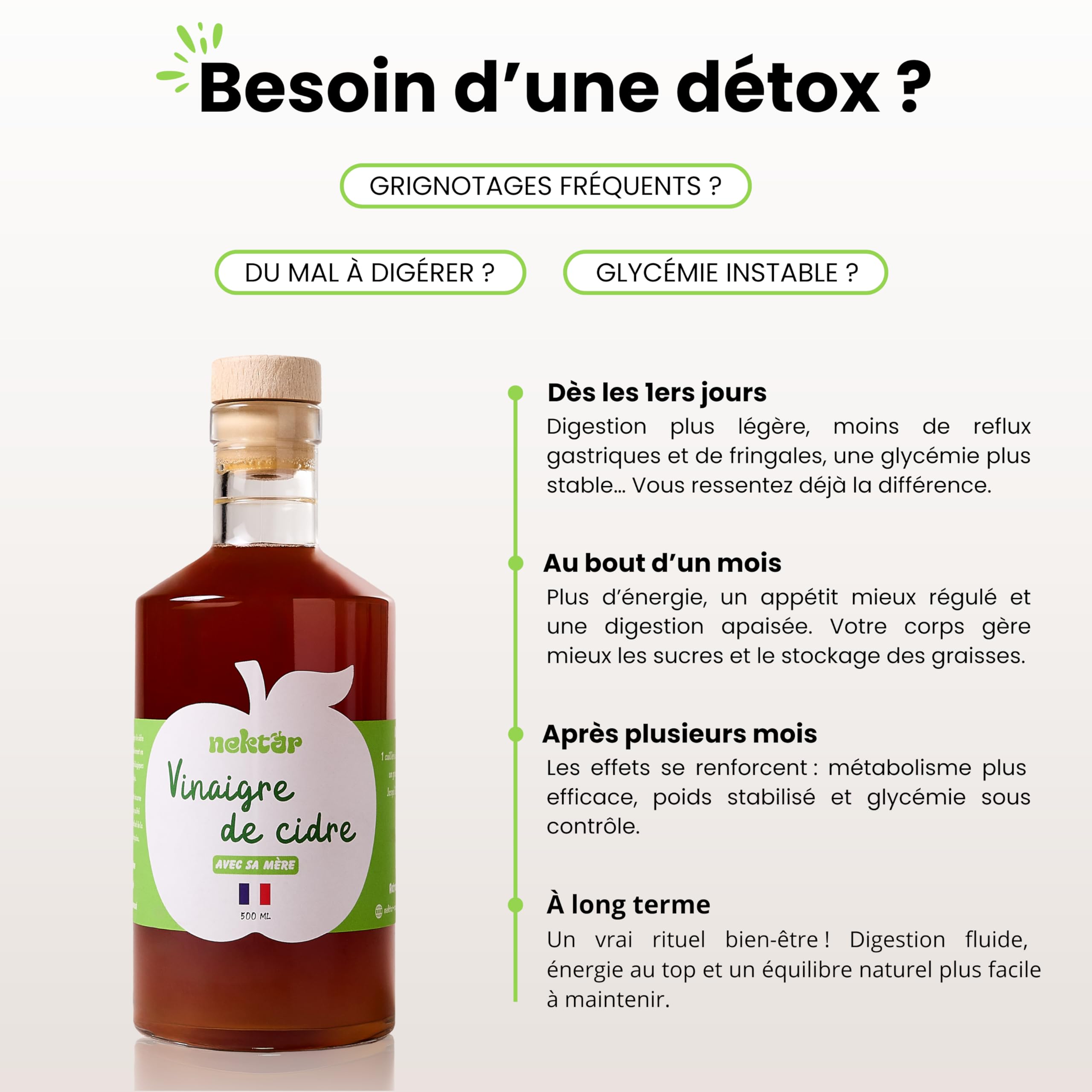 Nektar | Vinaigre de Cidre Bio | Recharge 1L | Non Pasteurisé, Non filtré, Avec sa mère | Digestion, Glycémie, Appétit | Spécial Cure | Fabriqué artisanalement en Normandie - 4