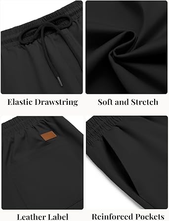 COOFANDY Mens Casual Shorts Cotton Elastic Waist Drawstring Summer Shorts | Stretch Waist, Lightweight, Soft, Breathable, Classic fit, Vacation, Beach Shorts
