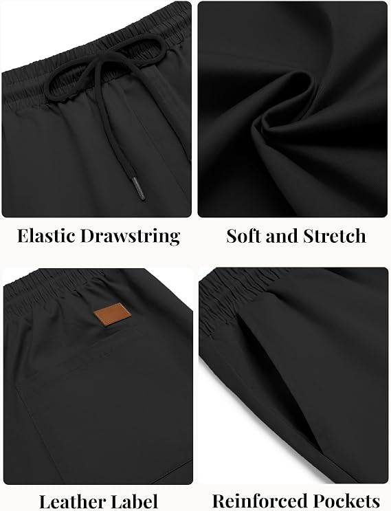 COOFANDY Mens Casual Shorts Cotton Elastic Waist Drawstring Summer Shorts | Stretch Waist, Lightweight, Soft, Breathable, Classic fit, Vacation, Beach Shorts