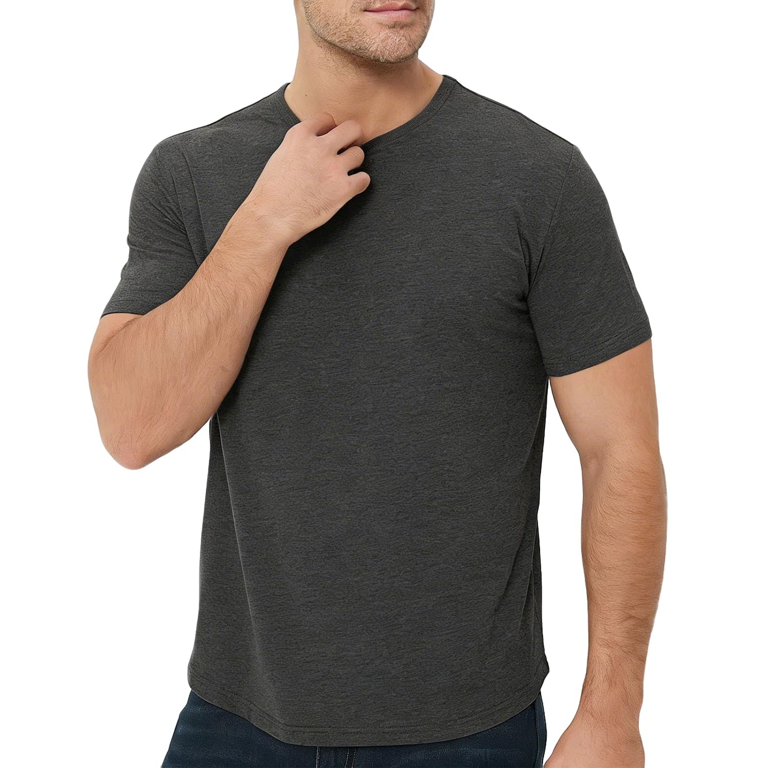 Mens T Shirts Mens Fitted Crew Neck Shirts Athletic Plain Basic Tees