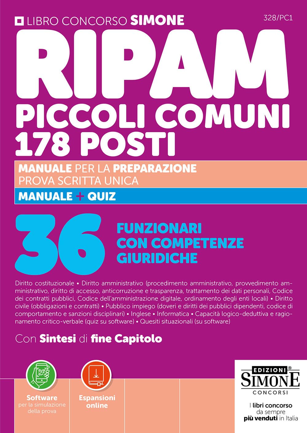 RIPAM Piccoli Comuni 178 posti - Manuale per la Preparazione prova scritta unica - Manuale + Quiz- 36 Funzionari con Competenze Giuridiche