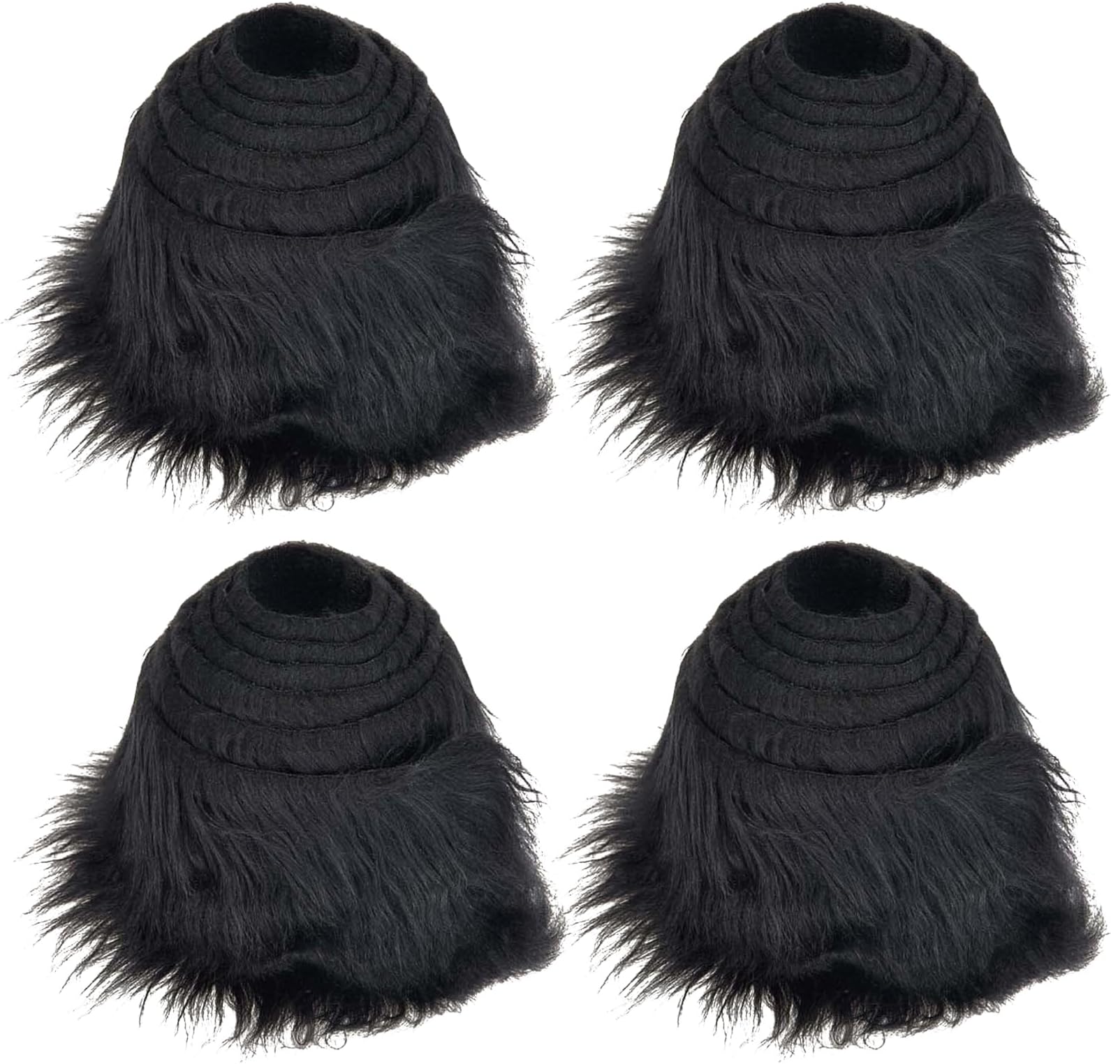 Topspitgo4pcs Faux Fur Black Felt Fabric Plush Pre-Cut Strips Sewing Fabric Fluffy Craft 1.5 m Long Plush Ribbons for Sewing,Christmas,for Gnomes,Beard,Santa Hair,Dwarf,DIY Decoration