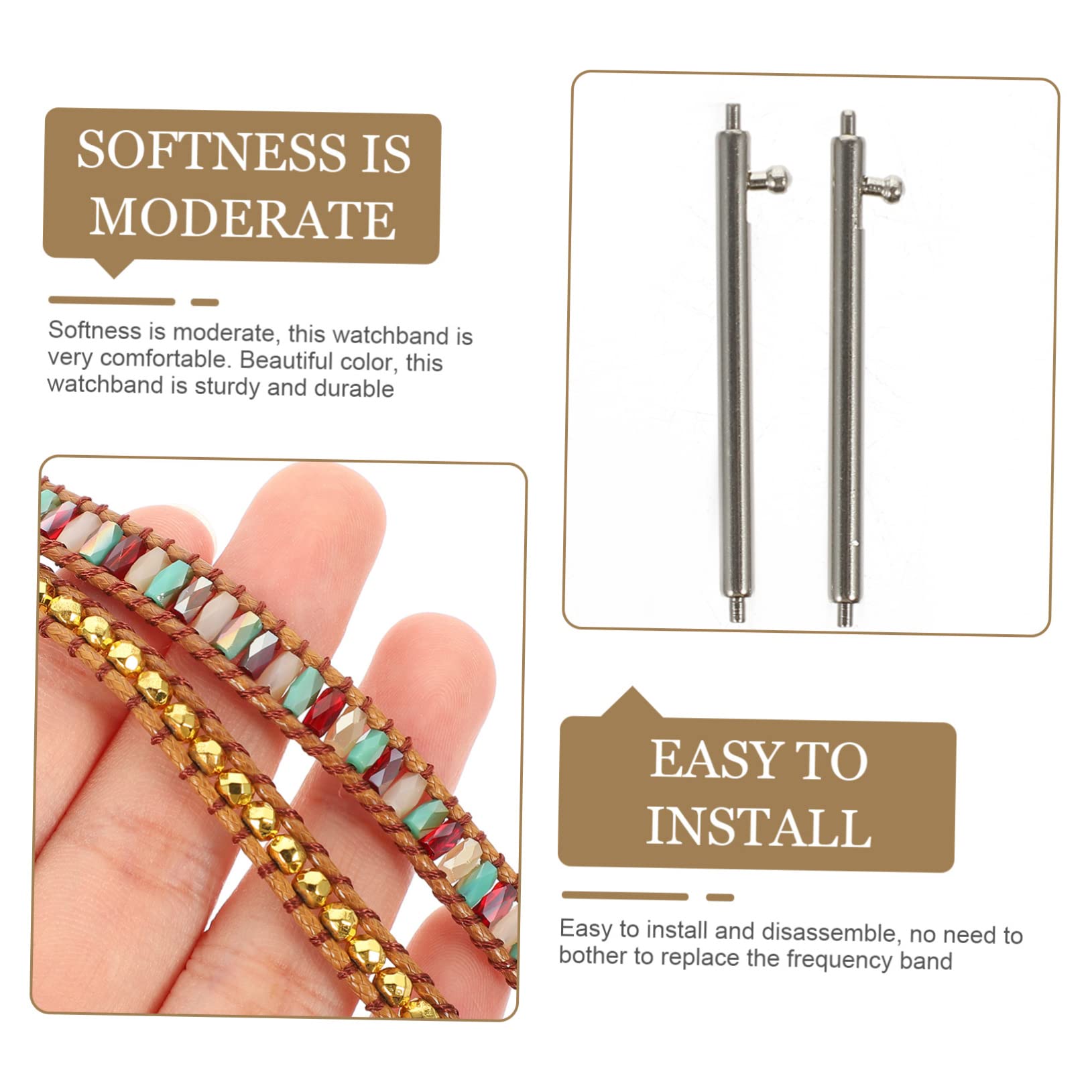 Housoutil Lot De 2 Bracelets De Montre Élégants En Perles Accessoire De Rechange Tendance Pour Un Bracelet Confortable Et Robuste