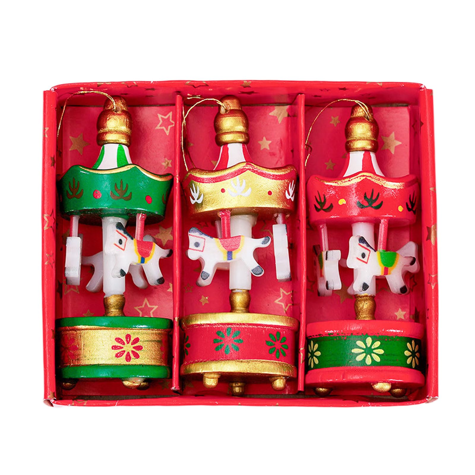 Miniature Wooden Revolving Carousel Pendant Decoration for Christmas Party and Seasonal Home Decoration Seasonal Home Accessory