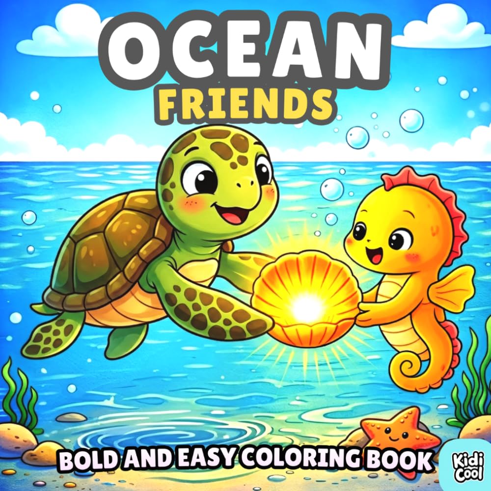 Ocean Friends Bold and Easy Coloring Book: Silly and Cozy Cute Sea Animals, Magical Underwater Adventures, and Charming Ocean Scenes, Funny Moments of ... Adventures Bold and Easy Coloring Books)