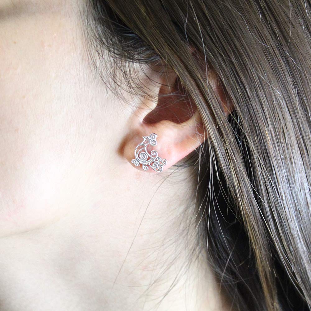 PS Orecchini Donna Forma pavoncella in Argento 925 a Bottone Gioielli sardi