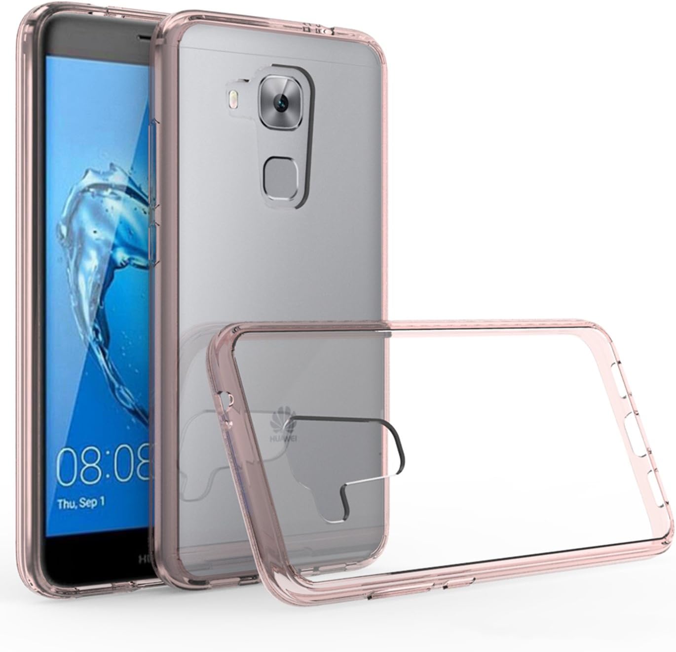 Huawei Nova Plus Case, Kaesar Crystal Clear Ultra Slim Anti Scratch Bumper Case with Clear Back Hard Panel Protective Case Cover for Huawei Nova Plus - Rose Gold