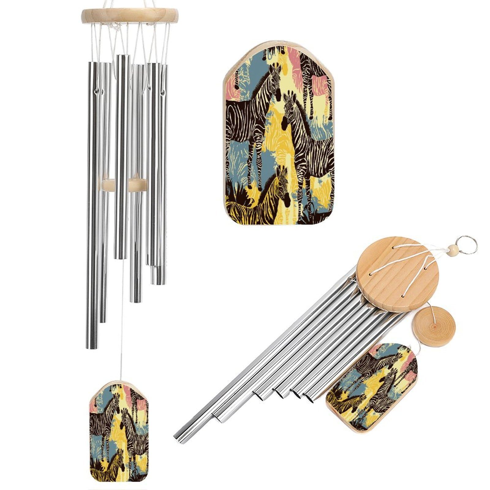 Fekiloot Style Giraffe And Zebra Tone Wind Chimes For Outside,Wind Bell With 6 Aluminum Alloy Tubes,Sympathy Wind Chime For Yard/Garden/Patio Decor