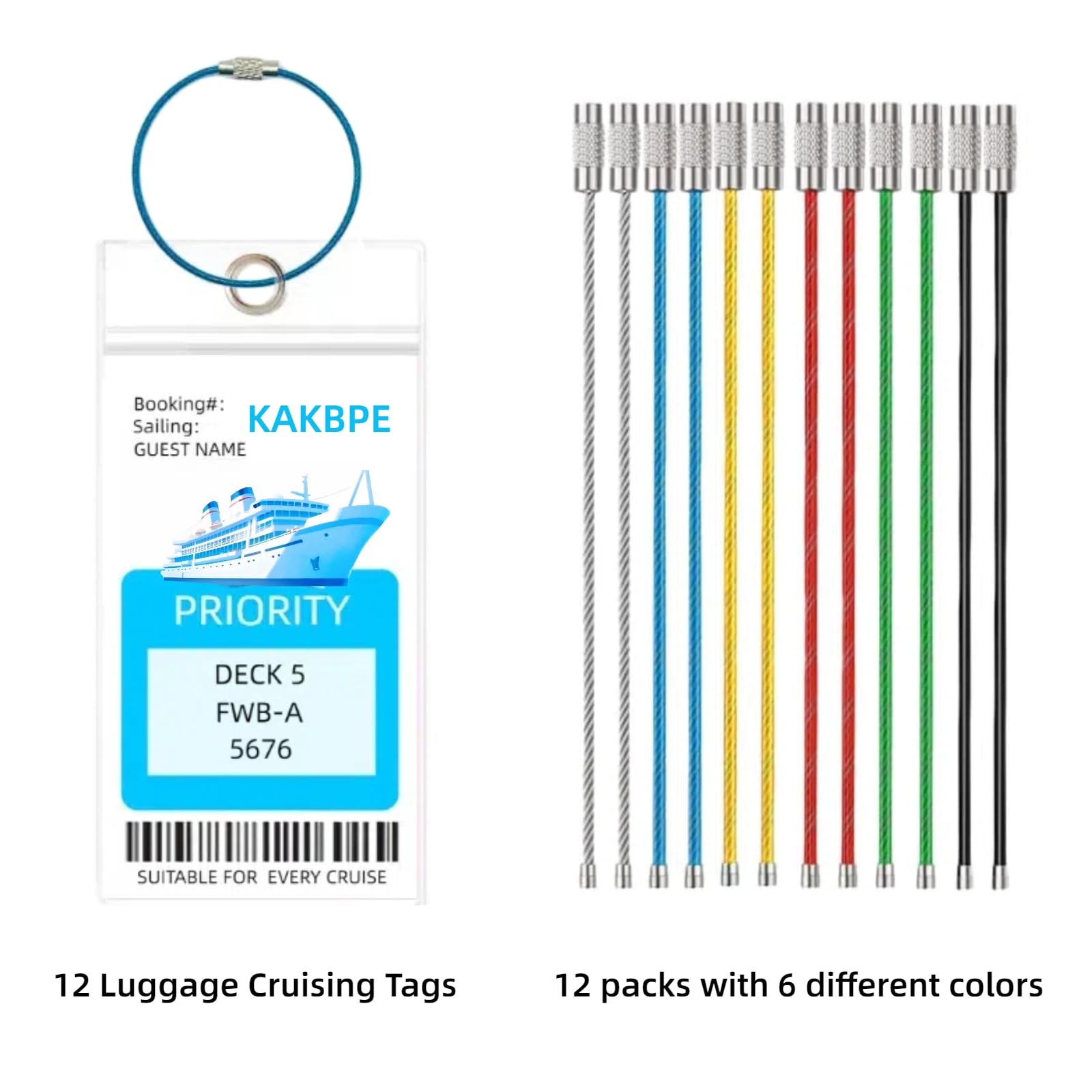 Etiquetas de equipaje para maletas, Carnaval Cruise Ship Essentials, 12 paquetes.
