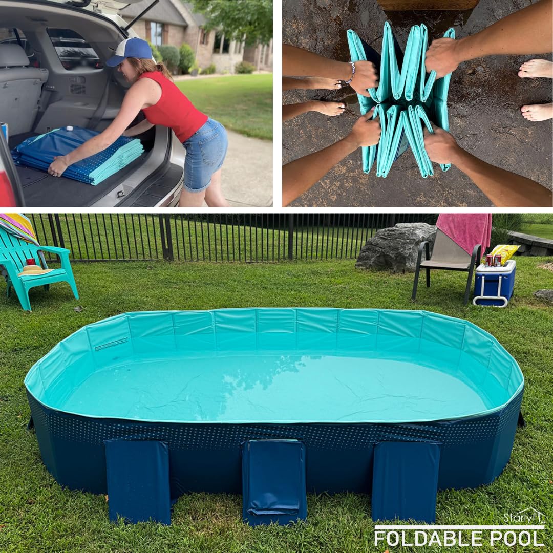 INDUSTEX Foldable Swimming Pool -1000L- PVC Garden Paddling Pool – Portable Rectangular Outdoor Pool 253x133x50cm – Easy Assembly, Durable & Space-Saving Summer Family Pool — view 8