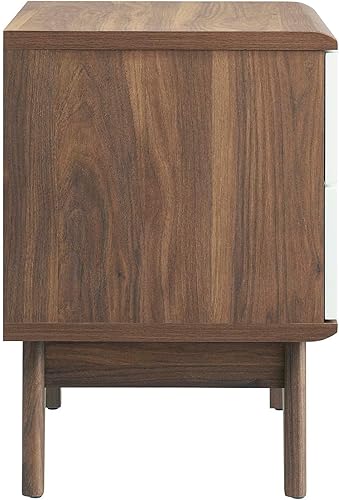 Miniatura 5 de Modway Envision Mid-Century - Mesita de noche moderna con 2 cajones, color blanco nogal