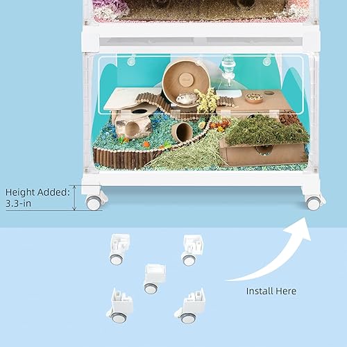 Miniatura 5 de Niteangel Accesorios para jaula de hámster apilable, ruedas o soportes apilables o tablero de vidrio de repuesto para ratones de hámster u otras