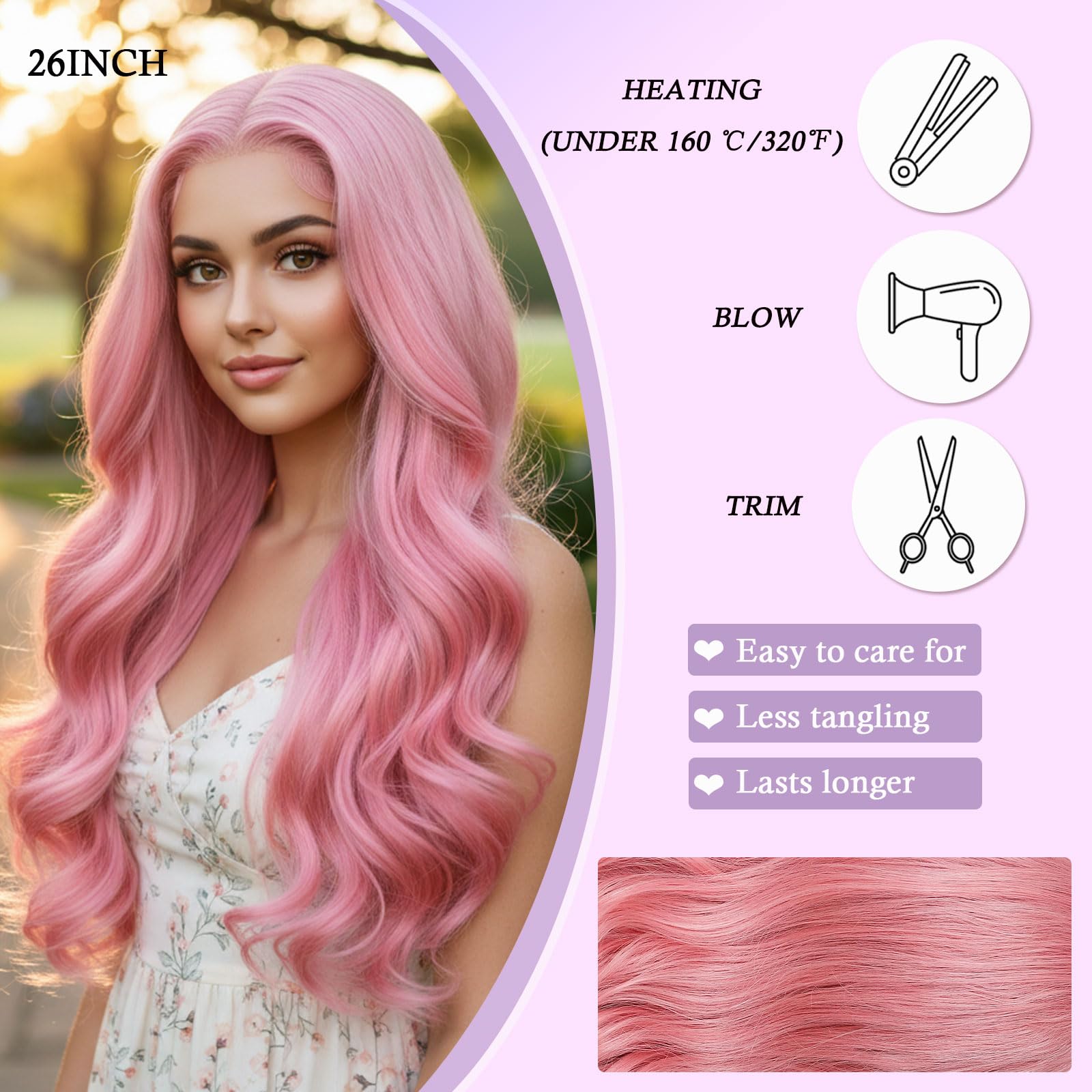 Amazon.com : Barbique Pink Wig 13x6 Lace Front 26 Inch 