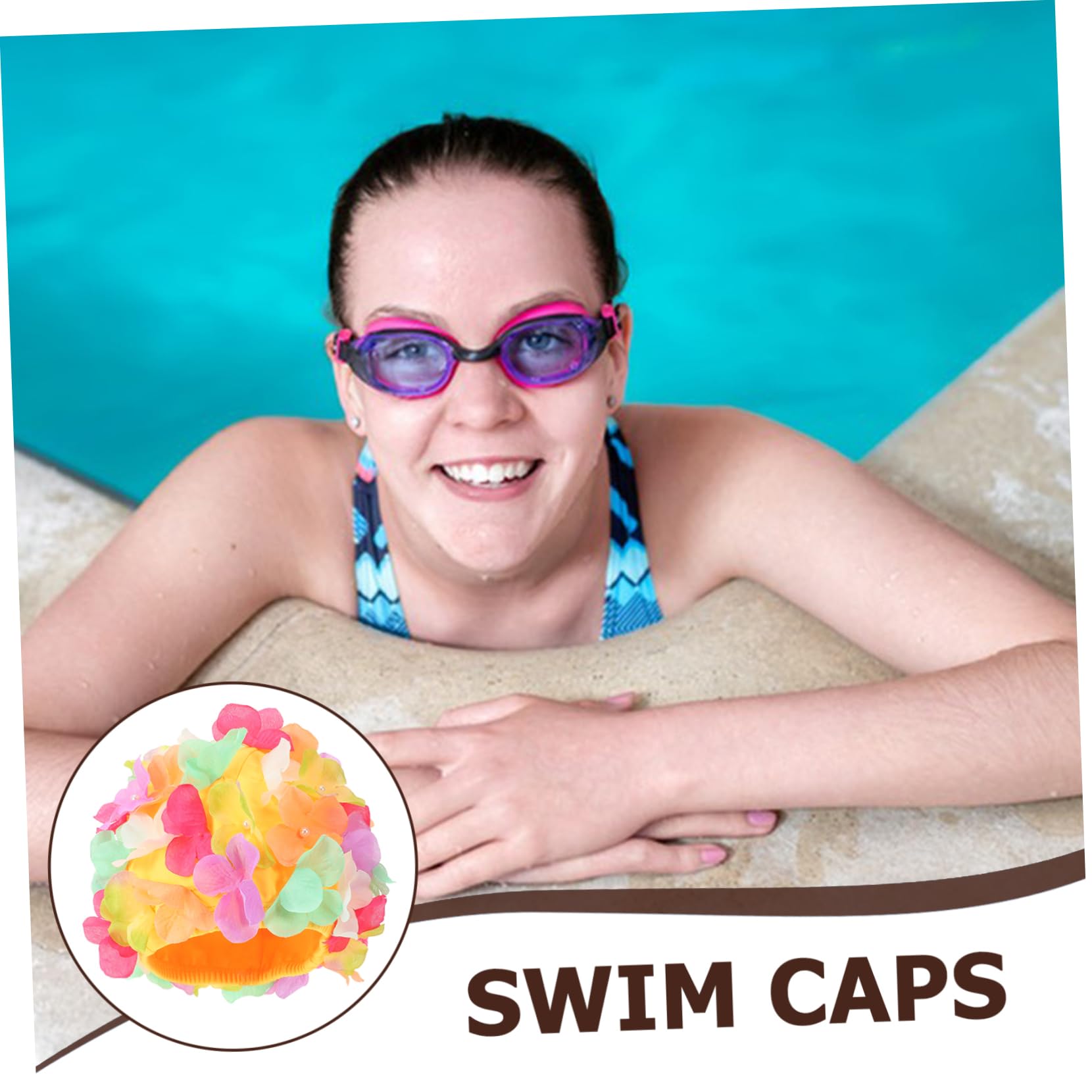 iplusmile Bonnet de Natation Fleurs Élastique pour Chapeau de Bain Confortable Respirant pour Cheveux Longs Protection Capillaire Lors de Natation du Spa
