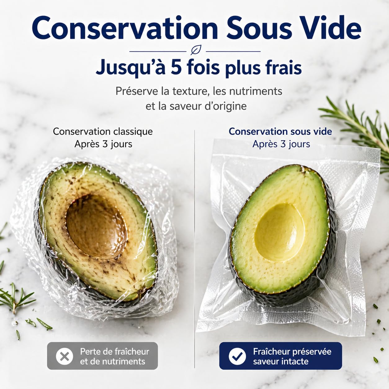 Machine Sous Vide Alimentaire, Avec 50 Sacs Sous Vide, Appareils de Mise Sous Vide Multifonction 5 en 1, Avec Mode Humide et sec pour Stockage de Fruits, Légumes, Pain, Viande, etc.