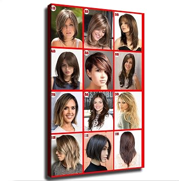 BybiO Barbershop Wall Decoration Poster Hairstyle Poster Salon Poster Womens Long Hair Poster Womens Haircut Poster Canvas Painting Wall Art Poster for Bedroom Living Room Decor 0812inch,Framed