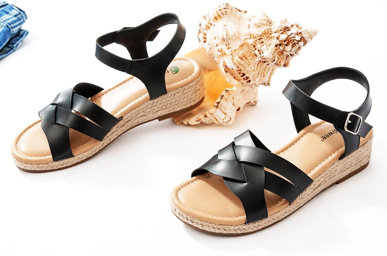 Ataiwee Women's Platform Wedge Heel Sandals - Open-Toe Ankle Strap with Adjustable Buckle Closure, Comfortable Insole, lightweight Rubber Sole, Casual Summer Strappy Sandals. - Image 5