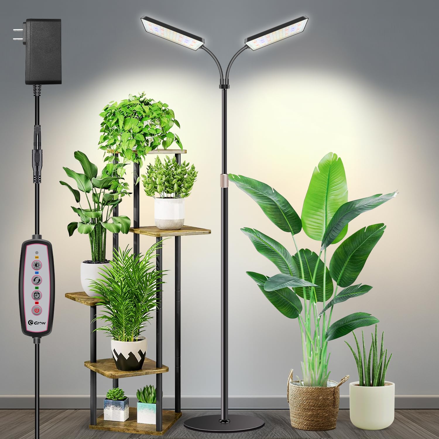 Wiaxulay 2-Head Floor Stand Grow Light