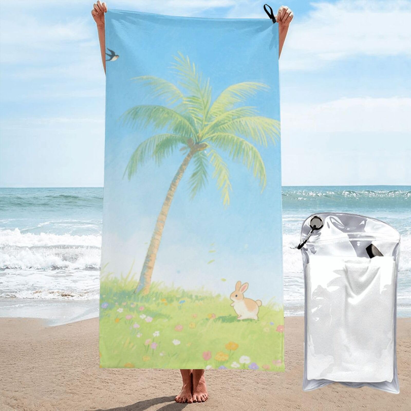 LMNGH Heopapin Palm Bath Towel Super Absorbent Quick Dry Bathroom Towel Sand Free Microfiber Beach Towels for Bathroom, Gym, Spa and Hotel Towel 27.5"x55"