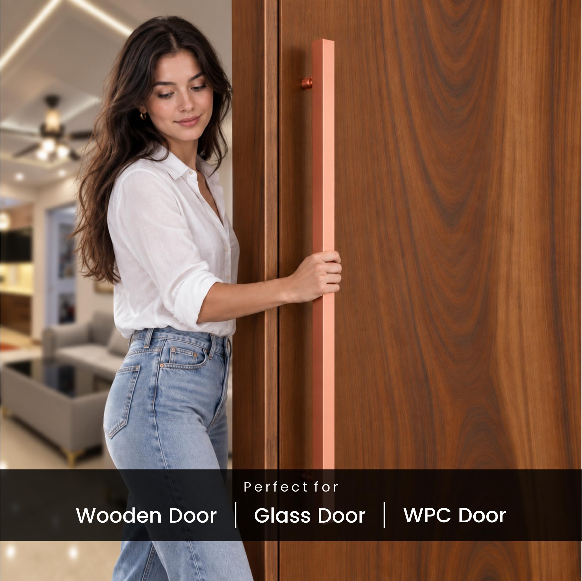 LAPO Superior 36 Inch Door Pull Handle for Home, Office & Hotel Entrance | Stainless Steel Rosegold Bar with 76cm Hole Gap | Fits 30–100mm Wooden & Glass Door| Screws Included | 3Yrs Warranty| 1Piece — Amazon image 8