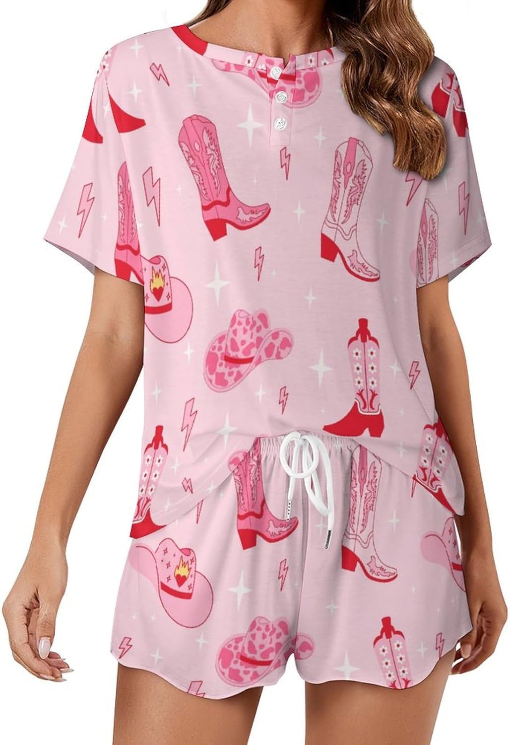 Pajamas for Women Set Pajamas Set Womens Sleepwear Soft Lounge Sleep Set 2 Piece Short Sleeve Pjs Sets