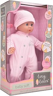John Adams | Tiny Tears - Baby Soft - 38cm soft bodied doll in pink outfit: One of the UK's best loved doll brands! | Nurturing Dolls| Ages 10m+