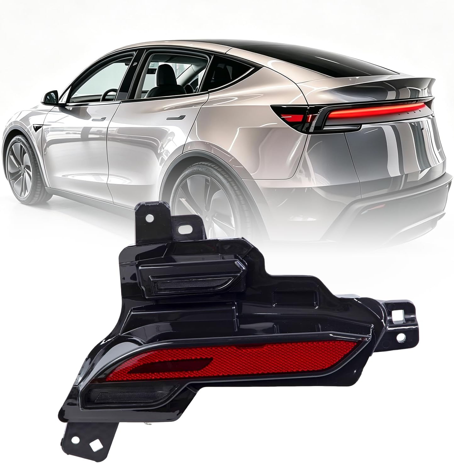 Reflector Light for 2025 2026 Tesla Model Y Rear Bumper Reflector with Stop Indicator & Bulbs Direct Replacement OEM# 197944410D (Left Driver Side)