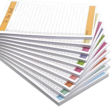 Censen 10 Packs To Do List Notepads, Simple Daily Reminder Checklist Planner Mix Color for Organizing, Planning, College Ruled, Office Gifts, 8.5 x 5.5 Inches, 60 Sheets Each