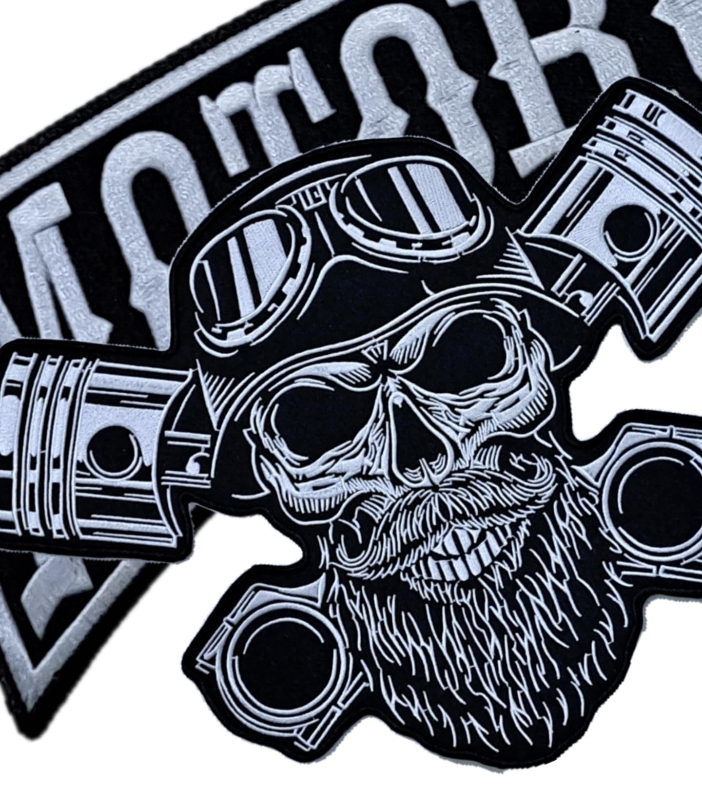 Juego de 2 parches bordados Biker "Motorcycle" + Punck Skull XXL parches termoadhesivos para chalecos y chaquetas de moto, para decorar chaquetas de moto, bordado en accesorios de ropa, manualidades.